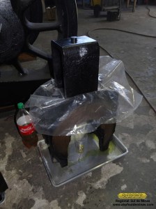 Detalhe de uma das caixas durante os testes